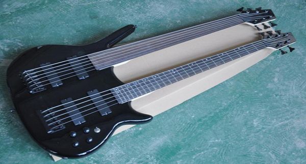 65 Strings Bass de baixo elétrico do pescoço duplo com Black Hardwarerosewood Fingboardboardprovide Service Customized1632365