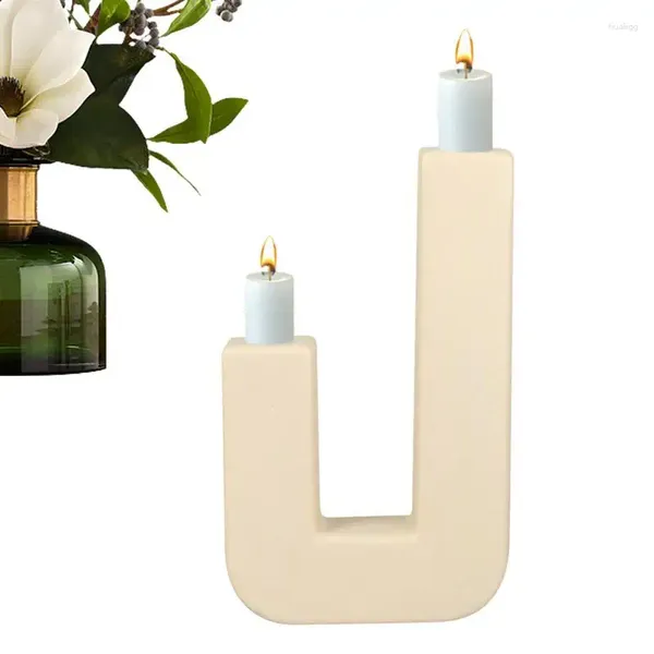 Porta a lume di candela supporto in ceramica elegante per il centrotavola artistico candele in tavolino a colori solidi