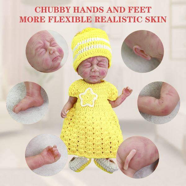 Cosdoll 15 Zoll wiedergeborenes Babypuppen Ganzkörper Silikon Realistischer Neugeborener Jungen mit Nabelschnur Lifelike Bebe Toy Solid Silicon