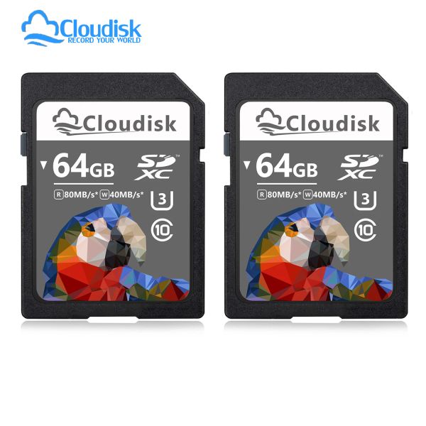 Cards Cloudisk SD Card 2pack 32GB 64GB 128GB U3 V30 SDXC UHSI 4K UHD SD Флэш -карта памяти 4GB 8GB 16GB SDHC C10 для камеры CAR DV SLR DV SLR