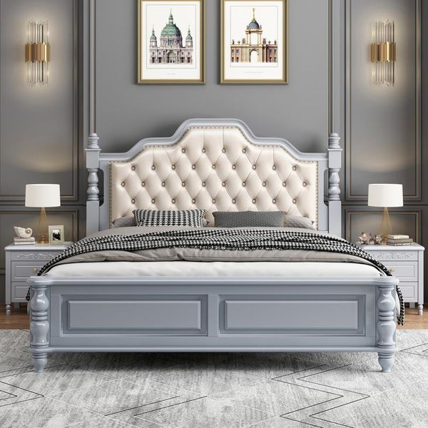 Custom Massivholz Doppelhochzeitsbett 1,8 Meter moderne minimalistische Luxus 1,5 Meter Hauptschlafzimmermöbel Aufbewahrung Weiches Bett