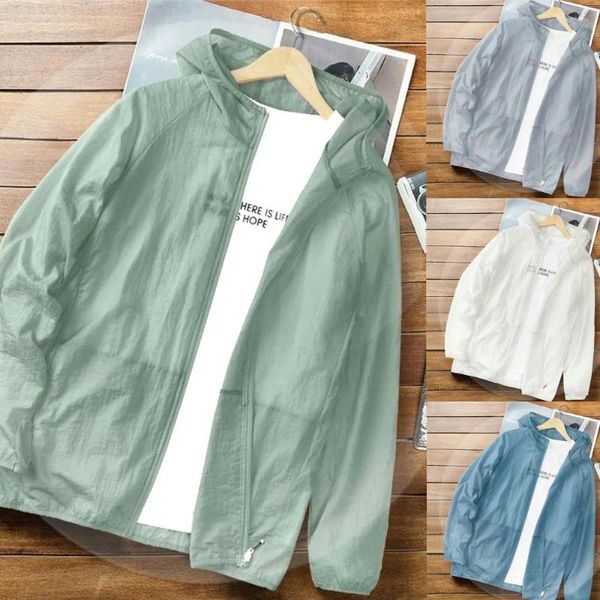 Herrenjacken 1PC Leichtes elastisches Eis Seidenkleidung Sonnenschutz Ultra-dünner Jacke Strand Top Outdoor wasserdichte Kühle komfortabel