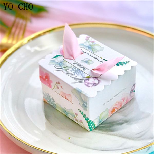 Yo CHO adorável colorido de caixa de doces de papel Bags Presente de casamento Favorias de chá de bebê Favorias de aniversário Presente bolsa 5pcs/set