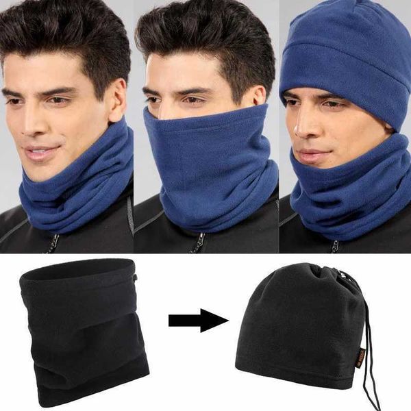 Máscaras de face de moda Garda de pescoço 3 em 1 Winter Sport Térmica velo polar unissex homens homens cachecol de pescoço mais quente máscara de gorro chapéu de gorro Homens de inverno lenço de tubo quente 240410