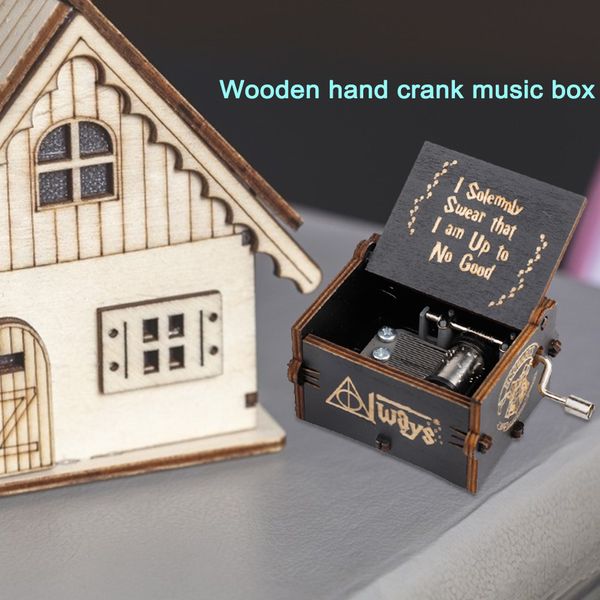 Scacciatura intagliata Wood Crank Music Box Giorni Birthday Christmas Party Commemorative Presente San Valentino Regali Gift Decorazioni per la casa