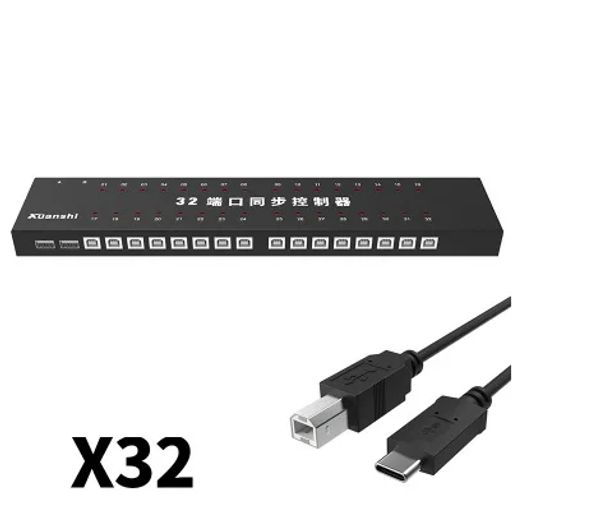 Interruptores 32 Porta KM Synchronizor, Switch KVM do controlador síncrono de teclado USB para PC Android Pad DNF Controle de jogo, com cabos