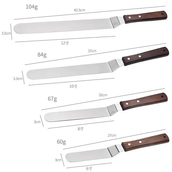 2024 4/6/8/10 inç paslanmaz çelik spatula tereyağı krem ​​buzlanma buzlanma bıçağı pürüzsüz pasta kek dekorasyon pişirme mutfak aletleri - için