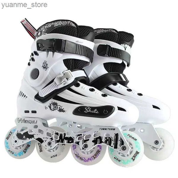 Inline Roller Skates Professional FR Slalom Inline Skates 35-45 Rennspeed-Rollschuhe für Erwachsene Rollschuhe schieben kostenlose Patinen mit Flash 4-Rad Y240410