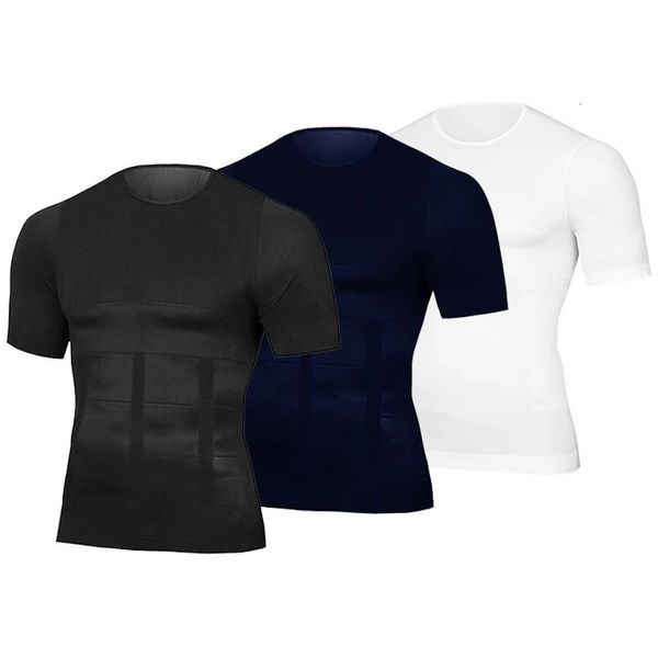 Classix Men Men tonificação corporal T-shirt Shaper Camisa corretiva Camisa Slimming Belt Belly Abdomen Burning Compressão Corset 240327