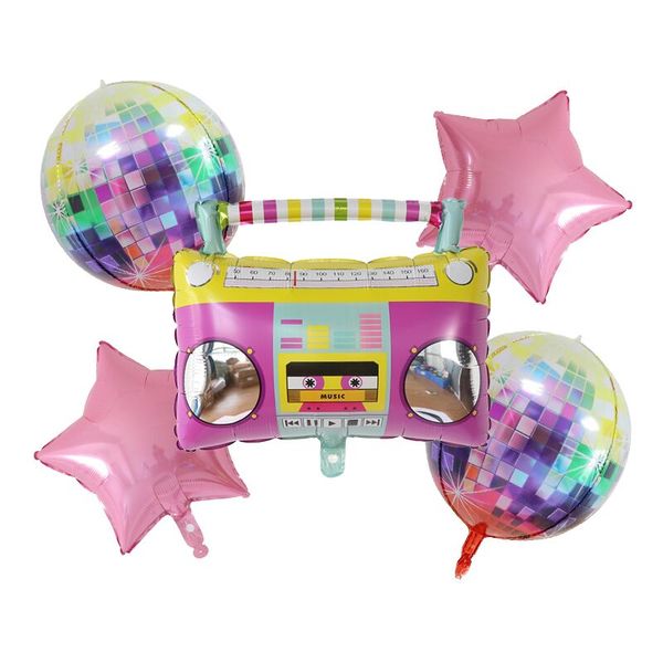 1set Radyo Roller Paten Balonları 4D Lazer Disko Hava Globos 80s Partisi Çocuk Doğum Günü Disko Parti Dekorasyonları Bebek Duş 90s Oyuncaklar