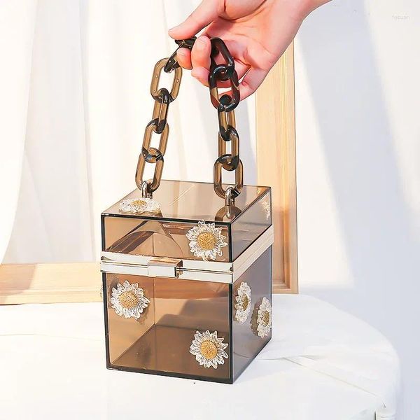 Totes creativa piccola catena acrilica da donna in borsa per sacca per sacchetti trasparenti 2024