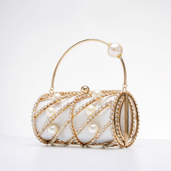 Hollow Out Diamonds Evening Clutch Sag Women 2020 Новый шикарный маленький ствол в форме металлической клетки.