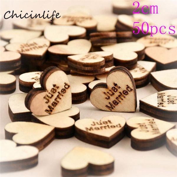 Chicinlife 50шт 15 мм Love Heart Деревянный конфетти только что женат мистер миссис Свадебный стол.