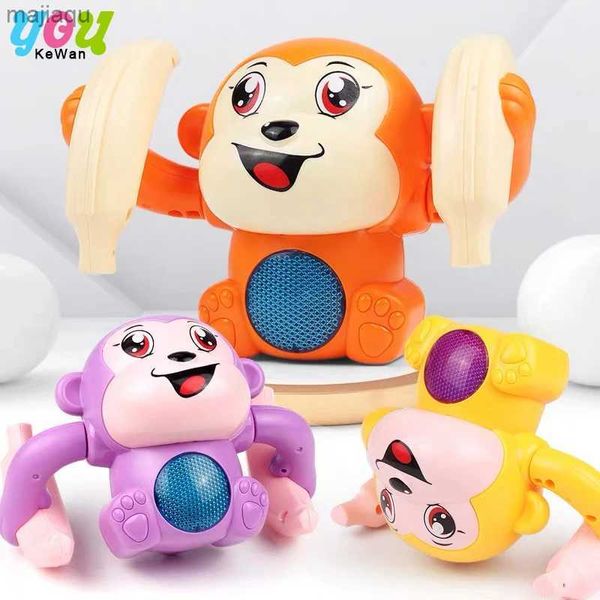 Animali Electric/RC Monkey Electric Rolling Crawling Pet Interactive Preschool Education Toy con illuminazione e controllo musicale2404