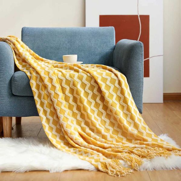 Одеяла Текстиль Сити Инс кашемир имитация шерсть теплое вязаное одеяло Геометрическое рисунок Жаккард для спальни 130x200