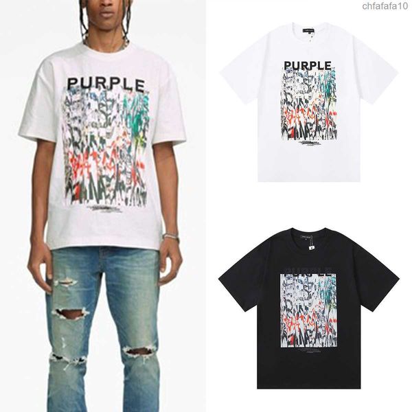 Purple Marke T-Shirts Farbgedruckte Baumwolle losen lässige Gelegenheitsmänner und Frauen kurzärmeliges T-Shirt 2qqt