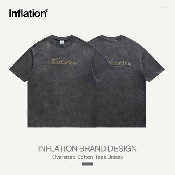 Camisetas masculinas Design da marca de inflação lavou o logotipo reflexivo das camisetas de algodão