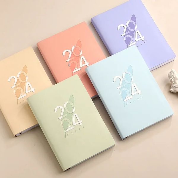 2024 Agenda Planner Notebooks Revistas Kawaii Notos de notas Diary Weekly Para fazer a lista de Habit Racker School Office Supplies Spanish 240401