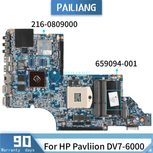 Lapto -mãe da placa -mãe pailiang para a HP Pavliion DV76000 CORE HM65 2160809000 PRINCIPAL HD6490 659094001 TESED DDR3