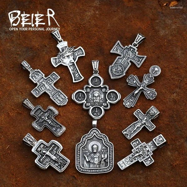 Подвесные ожерелья Beier Христос Ожерелье Иисус 316L из нержавеющей стали поперечная цепь