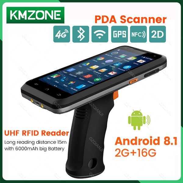 5,5 дюйма PDA Android 8.1 Rugged Grip Grip 1D 2D -штрих -кодовый сканер Wi -Fi 4G Bluetooth Коллекционер данных с пистолетом GPS GPS