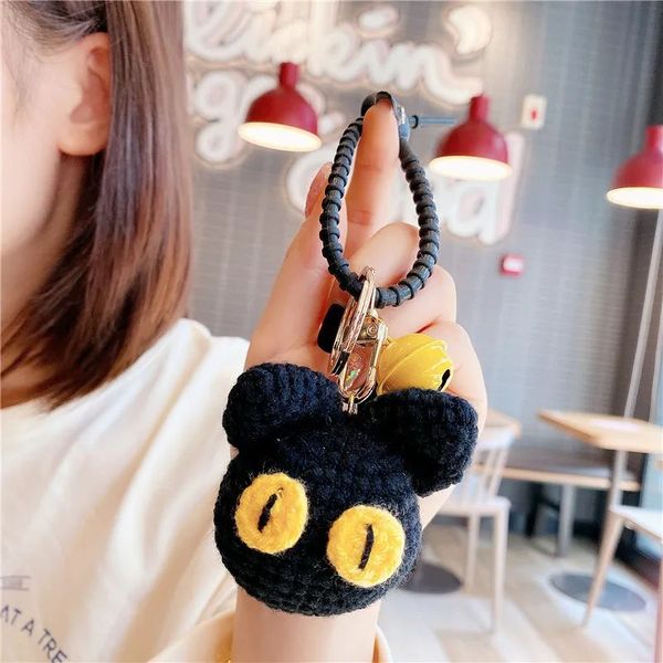 Süße Schafhäutchenschlüsselbund kreatives Stricken schwarze Katze Keyrings für Bag Anhänger Strickpuppe Tiger Autoschlüssel Schlüsselbund Großhandel Großhandel