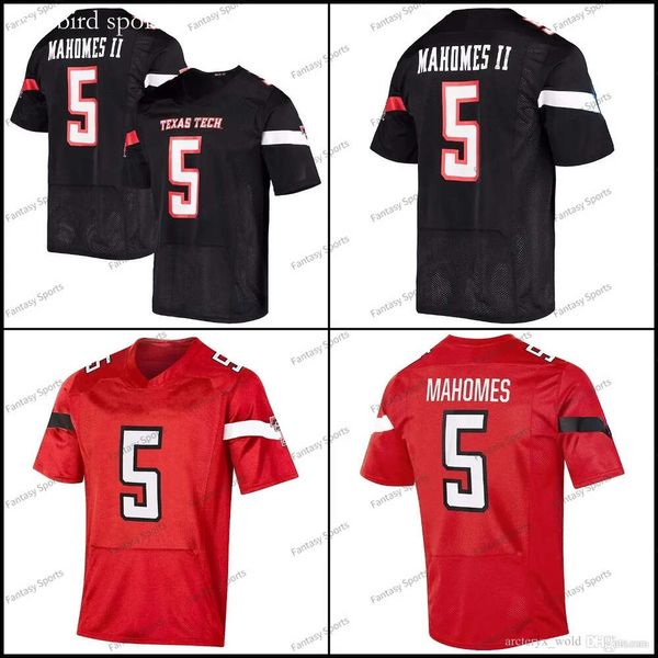 Tech 5 Patrick Texas Mahomes II колледж футбольный футбол Джерси винтажный университет Ed C Patch Black Red White Sere Murens Shirts сетка S-XXXL