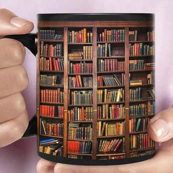 Mugs Library Bookshelf Mug Libri 3D Libri Creative Ceramic Ceramic Coffee Multi Scopo 350ml Bookworm Cup for Men Women