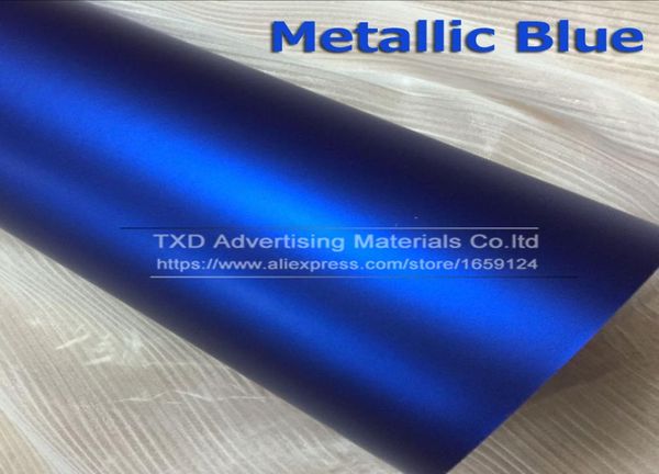 Blue Matt Matt Vinyl Wrap Wrap com bolhas de ar cromo -fosco de vinil filme azul veículo de filme embrulhado FOIL2589342