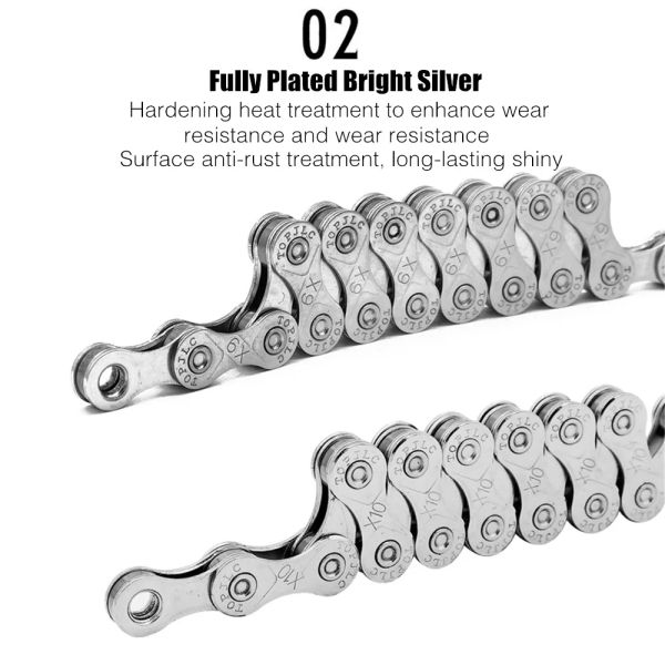 Catene per biciclette VXM 6 7 8 9 10 11 12 Speed Chain MTB Electroplated Silver Chain Road Bike 24/27/30 Vio