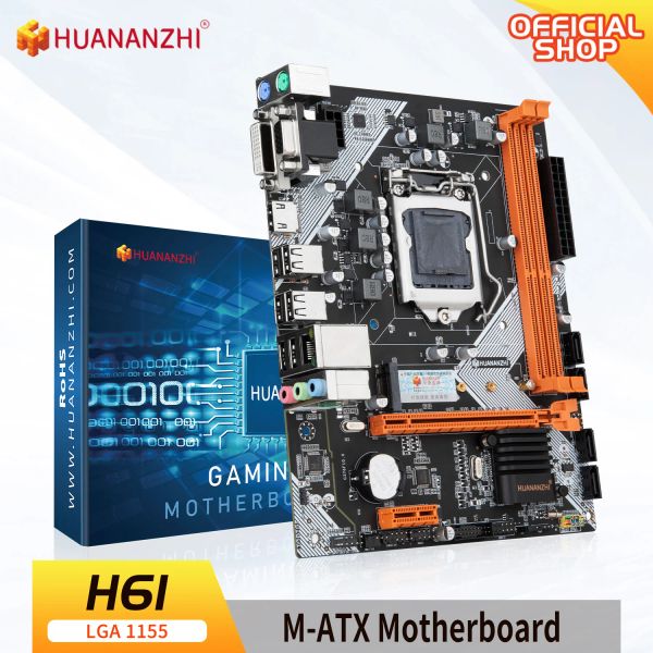 Anakartlar Huananzhi H61 Intel LGA 1155 Destek I3 I5 I7 DDR3 1333 1600MHz 16GB SATA M.2 USB2.0 VGA HDMicompatible