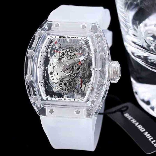 Orologio da uomo di lusso Richar m canna vuoto Designer Watch Specchio a zaffiro Specchio in gomma Acciaio inossidabile impermeabile 0BI4