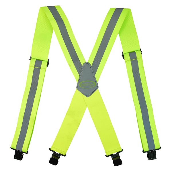 Melotough Reflective Safety Suspenders Herren Erwachsene XTYPE 4 Clips Hohe elastische Schulterscheibe Verstellbare Schwerlast -Männer -Klammern 240401