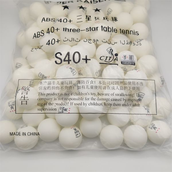 100balls Super Caiser ABS 3-STAR ABS S40+ 2023 Table Tennis Ball CTTF Allenamento approvato Nuovo materiale Poly Ping Ping Pongs Pare