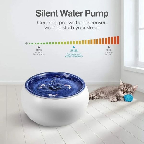 1,5 litri di acqua potabile per gatto in ceramica elettrica per gatti cani che bevono ciotola automatica per alimentazione di gatti animali domestici