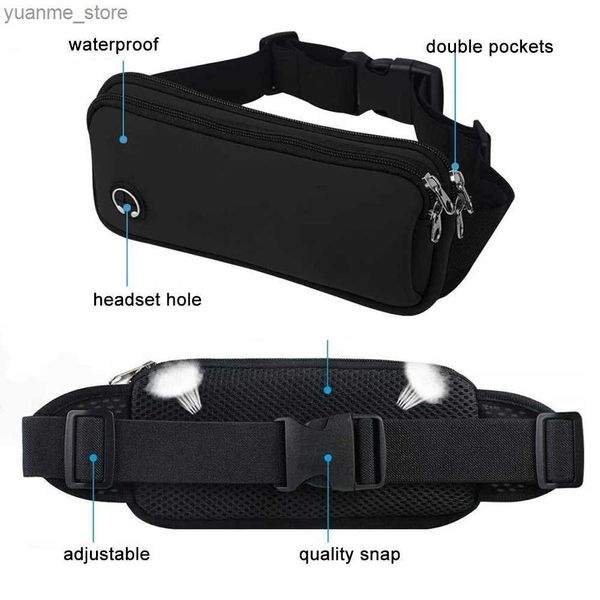 Sportsäcke Sports Fanny Pack Damengürtelbeutel Herren Gürtelbeutel Mobile Schwarze Fitness -Tasche Running Accessoires Y240410699r