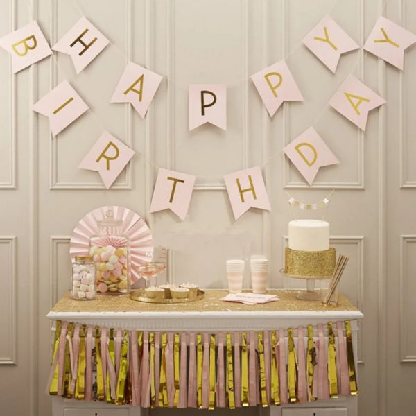 1 pezzi Lettera di buon compleanno Banner Rose Gold Balloons Baby Shower Birthday Party Decorations Boy Girl Kids Girl Faccioli feste