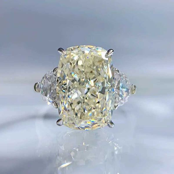 Anéis de banda S925 prata 9 * 13mm branco g ovo de pombo de alto carbono anel de diamante de diamante anel simples j240410