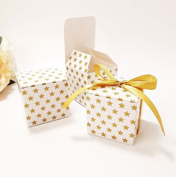 Neuankömmlinge Gold Silber Star Striped Gift Boxes Candy Cracker Cookies Box für Verpackung Hochzeit Event Party Lieferungen 20/50pcs