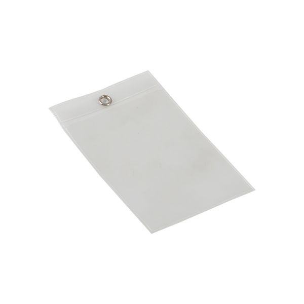 Bolsa de vinil protetor de etiqueta com óculos pendurados Tag óptica Manga transparente Preço Tags PVC Envelope Card Titular