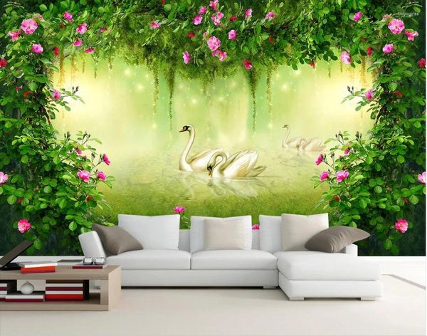 Papéis de parede 3D Mural Wallpaper personalizado PO PEDELO BAREO Estréreo Romul Rose Fantasy Forest TV Sofá cenário