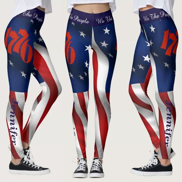 USA American Flag Print Leggins женский патриотический стиль стройная брюк скина