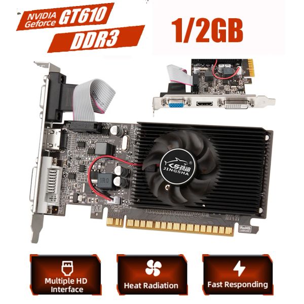 Cards GT610 1/2 GB de vídeo gráfico PCIE x16 2.0 nVidia geForce GT 610 DDR3 Cartão gráfico VGA HD DVI 64bit 1800MHz GT610 GPU