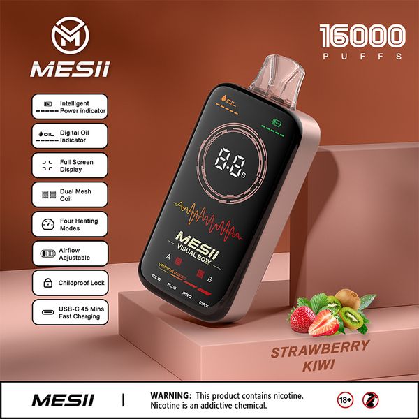 Tam Dijital Ekran Mesii Visual Boxx 15k puf çubuğu 15000 Puflar Tekrarsız Vape Kalem Vapes Çift Örgü Bobin E Sigara Önceden Doldurulmuş 18ml Pod ayarlanabilir hava akışı Vaper