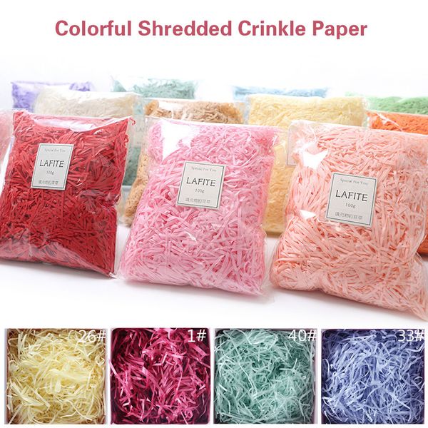 100g farbenfrohe zerkleinerte Papierpapier DIY Geschenkbox Füllmaterial Raffia Candy Boxen Tissue Party Geschenkverpackung Füllungsdekoration Dekor