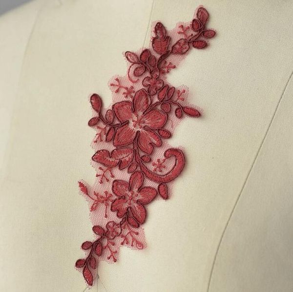 2 Stücke/1 Paar 20,5*9,5 cm aus weißem rotem schwarzem dunkelblau rosa hellgrauer Spitzen -Spitzenverkleidung für DIY -Hochzeitskleid