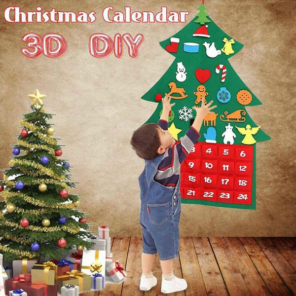 Felice Fai da te Avvento Avvento Avvento Avvento Avvento Calendario Calendario in tessuto Decorazioni per alberi di regalo di Natale Decorazioni per il nuovo anno