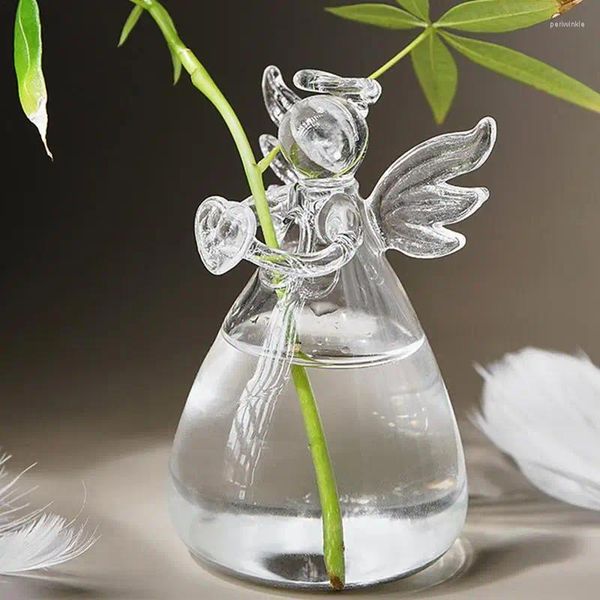 Vasen Angel Glass Vase handgefertigtes Geschenk zum Geburtstag Weihnachten Valentinstag Dekor Pflanze Blume Transparent Home Dekoration