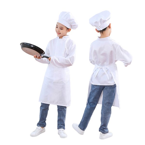 Chef Chef Kitchen Uniform Halloween Kids Restaurant garçom cozinheira catering catering conjuntos para assar crianças a aventais de cozinha boné