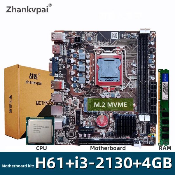 Материнские платы H61 LGA1155 Материнская плата на рабочем столе Intel Core Dual Core I32130 3,4 ГГц ЦП DDR3 4GB Комплект памяти поддерживает M.2 SATA VGA